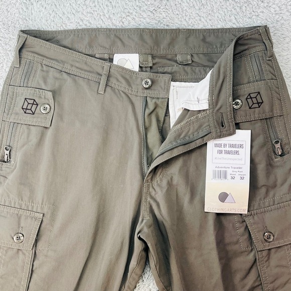 Clothing Arts Pants Mens 32x32 Grey Adventure Traveler Cargo Pick Pocket Proof - Picture 2 of 10
